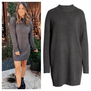 [BP.] Charcoal Gray Mock Neck Long Sleeve Sweater Dress NWT Size Large L
